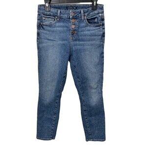 Level 99 HOLLY EXPOSED‎ BUTTON VINTAGE STRAIGHT Leg Jeans Medium Wash Size 27